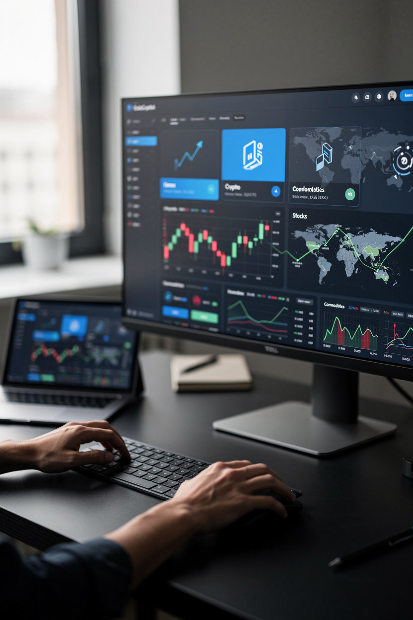 TeslaCapital Global Markets LLC trading platform with forex, crypto, indices and commodities charts and real-time market data